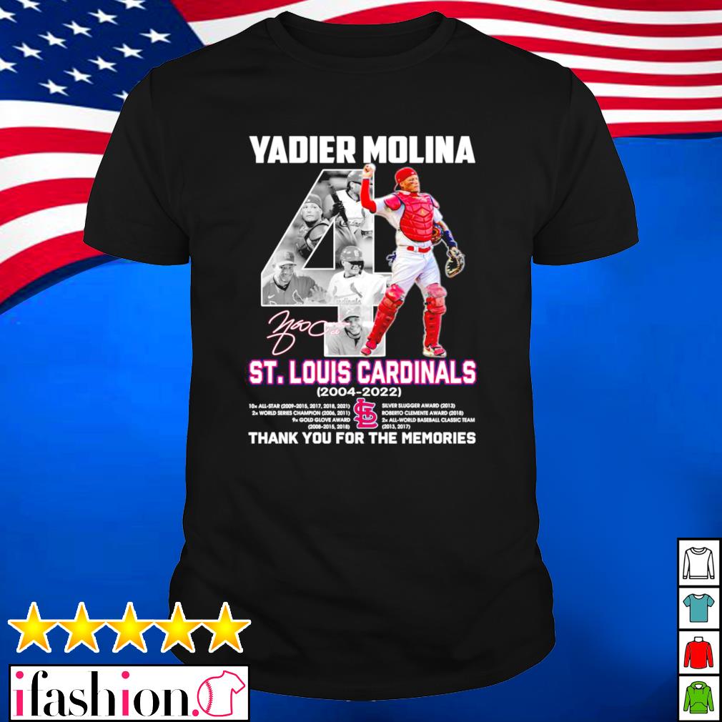 Yadier Molina St Louis Cardinals 2004-2022 thank You for the memories  signature T-shirt, hoodie, sweater, long sleeve and tank top