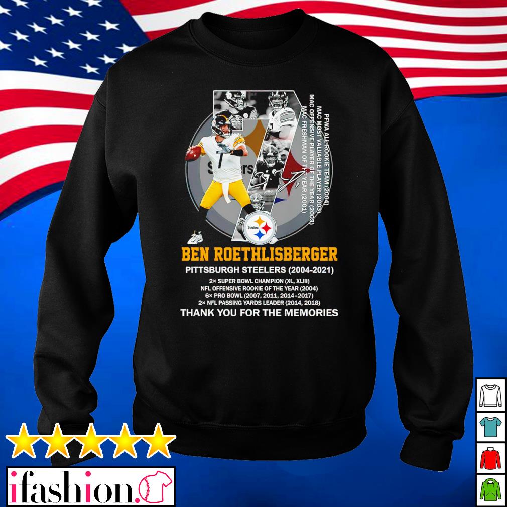 Ben Roethlisberger Pittsburgh Steelers 2004 2021 Thank You For The Memories  T-Shirt, hoodie, sweater and long sleeve