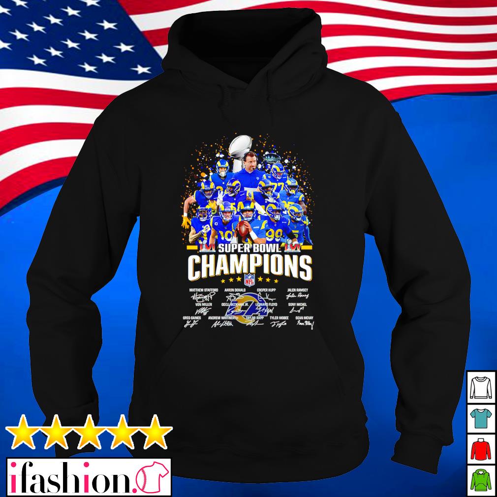 Official nFL Los Angeles Rams Super Bowl LVI Champions 2022 signatures  shirt, hoodie, longsleeve, sweatshirt, v-neck tee