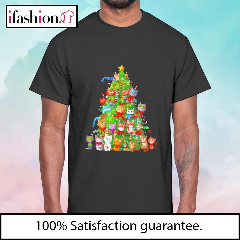 Cat Christmas tree cat lover shirt