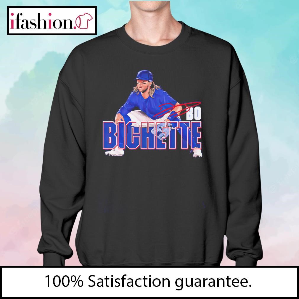 Bo Bichette 11 Toronto Blue Jays baseball player shortstop action pose  signature outline gift shirt, hoodie, sweater, long sleeve and tank top