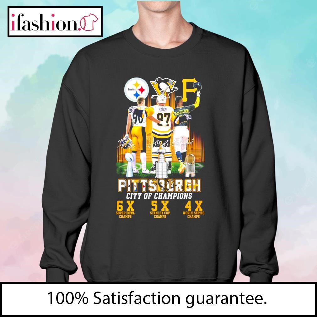 Pittsburgh City Of Champions Steelers Penguins Pirates signature shirt,  hoodie, sweater and long sleeve