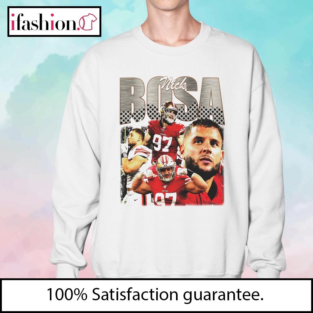 Nick Bosa 97 San Francisco 49ers player signature football poster shirt,  hoodie, sweater, long sleeve and tank top